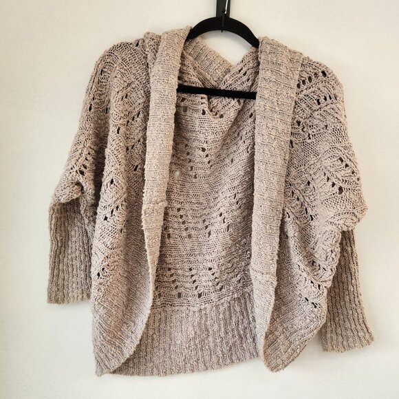 Moth Anthropologie Loose Knit Tan Open Front Cardigan Sweater Oversized XSP - Picture 1 of 7